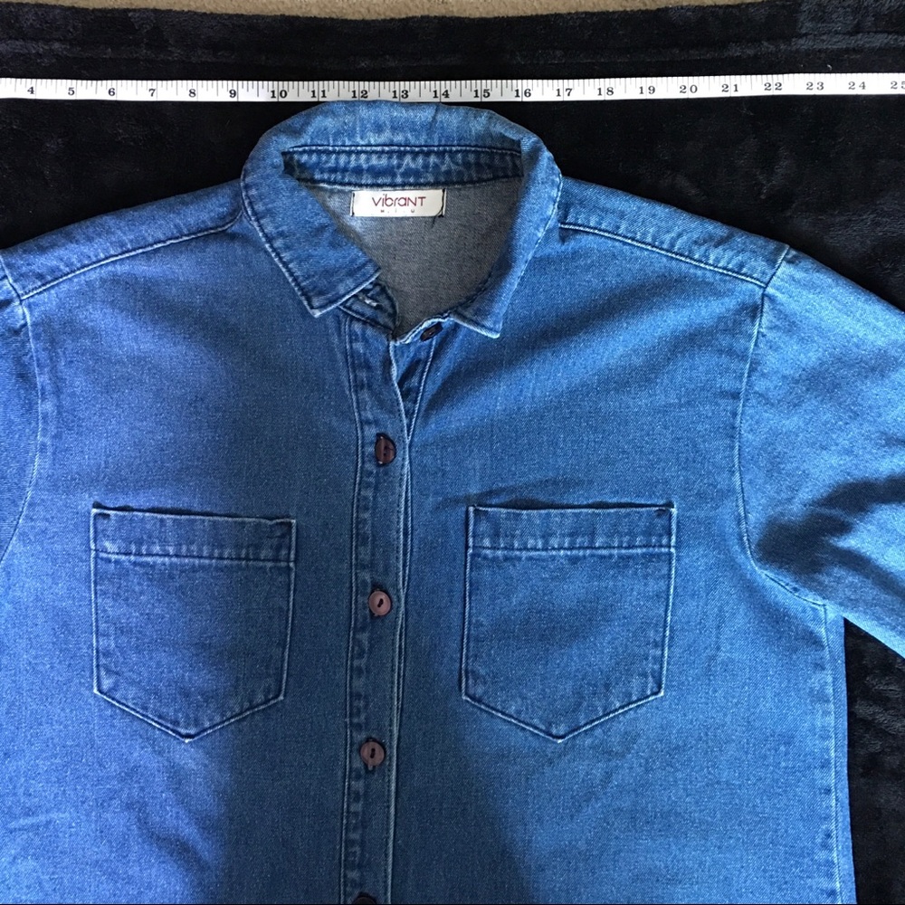 Vibrant m.i.u. Denim Dress | Extended Long Sleeve - Picture 12 of 14